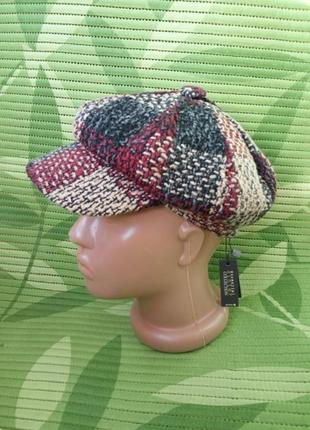 Меланжевая французская кепка/ кепи / кетар в клетку с козырьком хлопок + полиэстер citi wear woman veritas