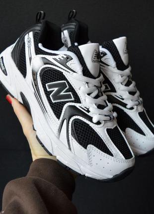 New balance 530 білі з чорним кросівки кеди жіночі шкіряні шкіра сітка весняні літні демісезонні демісезон низькі нью баланс