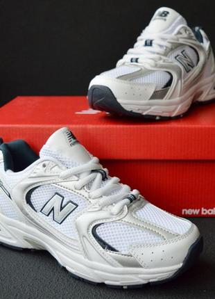 New balance 530 білі з чорним кросівки кеди жіночі шкіряні шкіра сітка весняні літні демісезонні демісезон низькі нью баланс
