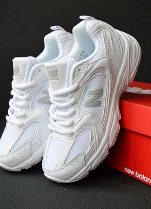 New balance 530 білі  кросівки кеди жіночі шкіряні шкіра сітка весняні літні демісезонні демісезон низькі нью баланс