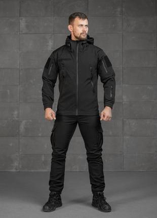 Костюм тактический чёрный софтшелл  bandit  black! костюм черный софтшел на флисе! костюм тактический soft shell!