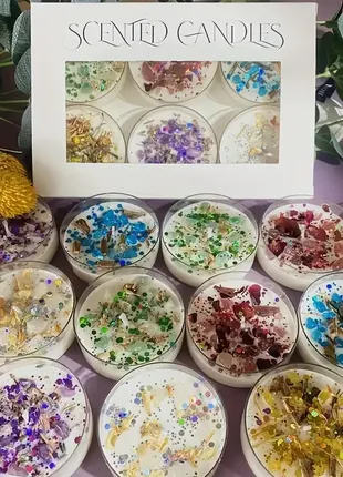 Подарункова коробка  з кришталевими сушеними квітковими ароматерапевтичними свічками