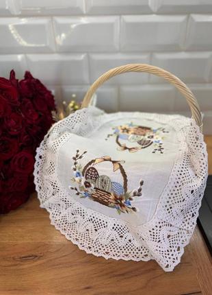 Дуже гарний рушник-серветка на великодній кошик3 фото