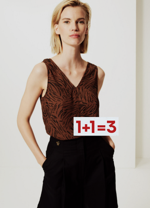1+1=3 🎁 красивая майка блуза с вырезом в принт зебры от XS / 42