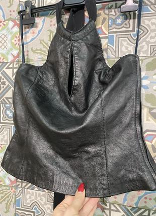Кожаный топ корсет h&m3 фото