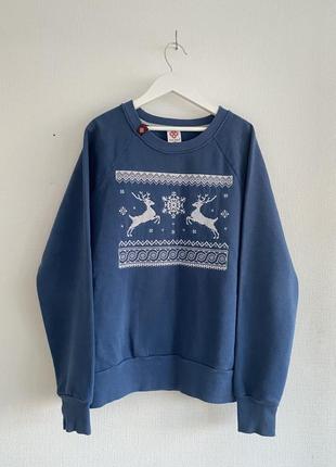 Теплый зимний свитшот ❄️ 🦌 с вышитыми оленями ❤️‍🩹