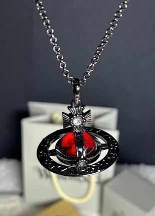 Vivienne westwood red retro orb necklace кулон вивьен вествуд цепочка