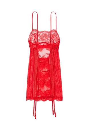 Пеньюар красный victoria's secret triangle lace-up garterslip оригинал