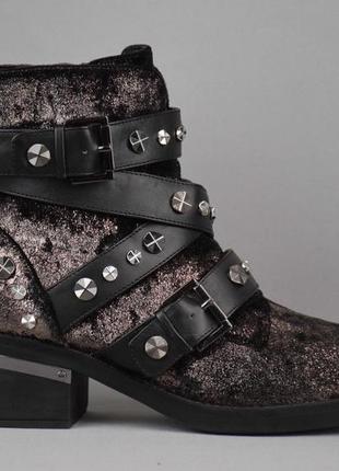 Guess glitter черевики ботильйони жіночі оксамитові в байкерському стилі. оригінал. 39 р./25 см.