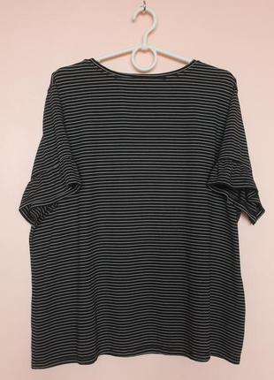 Чорна в білу смужку футболка, смугаста футболочка, чёрная футболка в белую полоску батал 54-58 р.5 фото