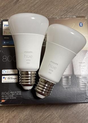 Умная лампочка philips hue white 800 (e27) 9w 2700k