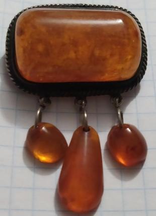 Бурштин винтажная янтарная брошь