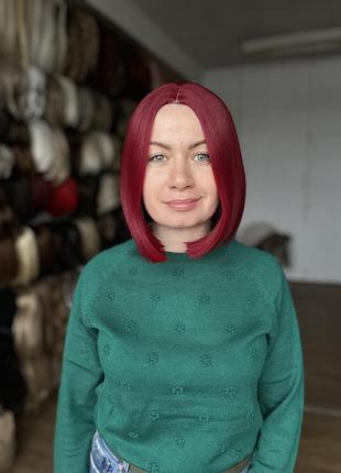 Перука каре червоний, вишневий. термостійкий. дуже гарна стрижка, для фотосесії, вечірки, косплея, хеллоуїн