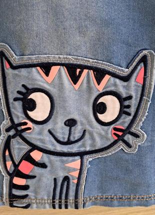 Джинсовое платье с котиком george 5-6л 2