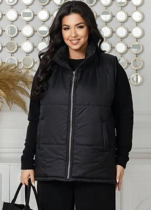 Жилетка женская плащевка на 150-м синтепоне 46-48; 50-52; 54-56; 58-60 razg800-7711-2iве