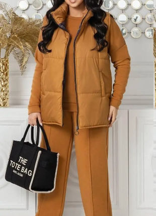 Костюм 3-ка женский жилетка+брюки+кофта 46-48; 50-52; 54-56; 58-60  razg800-7711ве