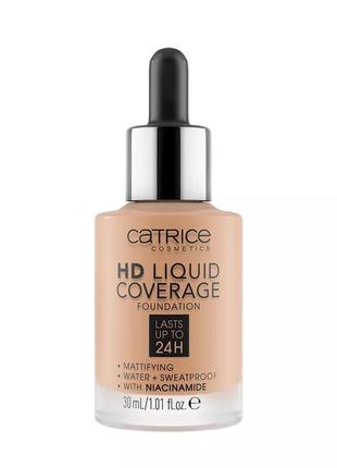 Матувальна тональна основа для обличчя catrice hd liquid coverage foundation