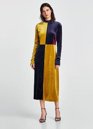 Вельветове плаття колорблок zara