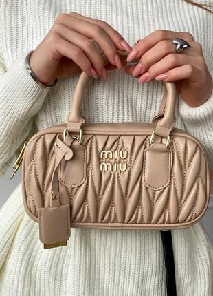 Женская сумка miu miu arcadie matelassé nappa leather bag premium