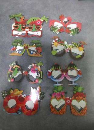 Окуляри з картону для гавайської вечірки, гавайські пляжні окуляри з картону, кольорові окуляри для фотосесій, з картону