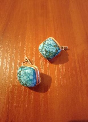Серебряные серьги с бирюзой