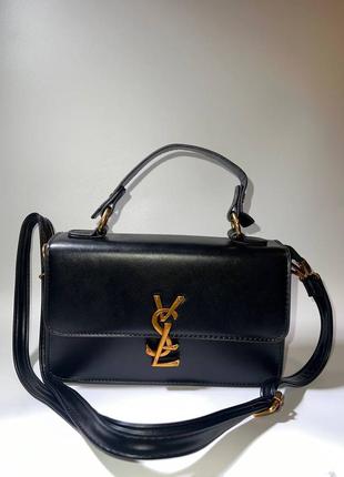 Yves saint laurent / ельсев лоран сумка чорна фурнітура золота