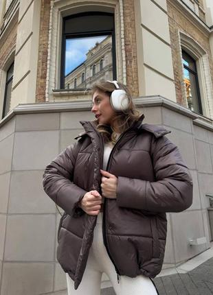 Тепла куртка✨ колір шоколад