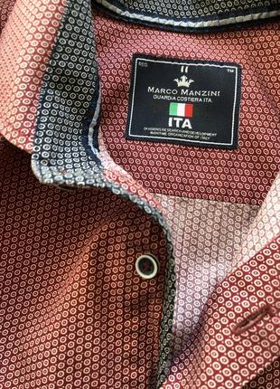 Marco manzini рубашка 50  хлопок бордо мелкий принт4 фото