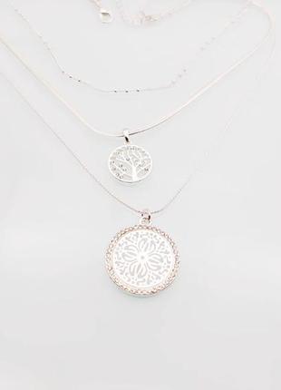 Колье цепи с кулонами дерево жизни и мандала талисман удачи многослойное бижутерия