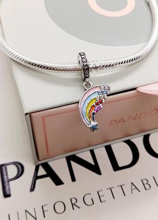 Срібний шарм, намистина, бусіна pandora.  шарм пандора "веселка". маркування s925