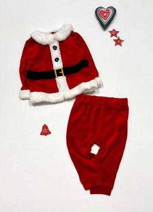 Велюровый костюм новогодний санта 9-12 месяцев