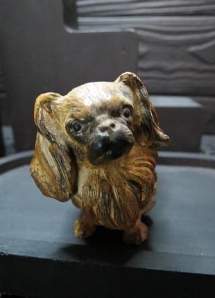 Статуэтка собака породы  пикинес старинная