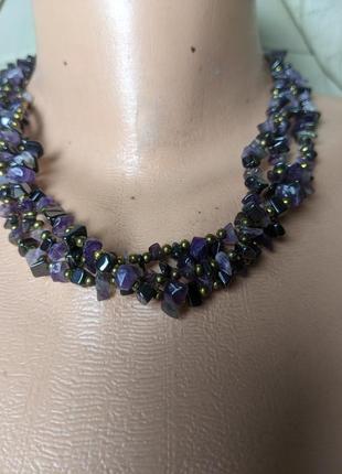 Намисто з каменю вінтаж ретро намисто старовинні буси прикраса на шию  кольє з каменю  підвіска на шию2 фото