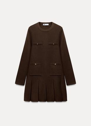 Роскошное платье zara в шоколадном цвете в размере xl