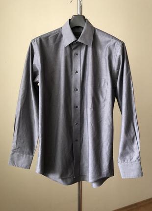 Giorgio рубашка 48 хлопок серая сорочка классическая базовая длинный рукав хлопковая винтаж ретро