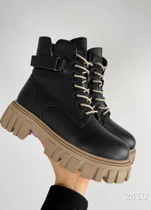 23.5см ботинки натуральная кожа и мех зима шнуровка