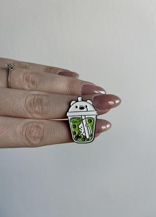 Пін значок металевий брошка бабл ті ведмідь