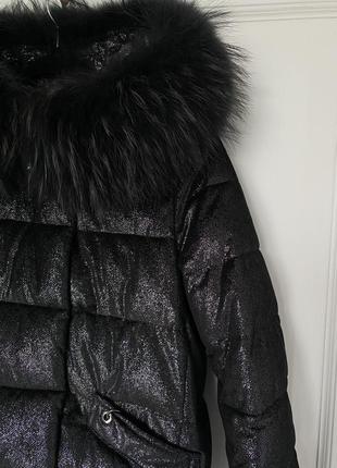 Зимняя куртка | пальто | женственное| в черном цвете | с капюшоном | s