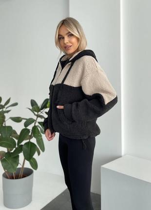 Куртка тедди на подкладке модель no1028 размеры: 42-44, 46-48 ткань: турецкий мех тедди, однотонная подкладка6 фото