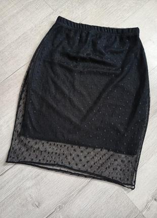 Черная юбка с сеткой