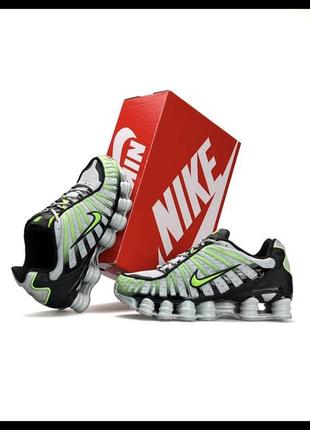 Мужские кроссовки nike shox tl white black green