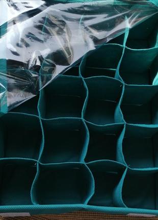 Кофр, органайзер для білизни з прозорою кришкою, лазурно-зеленого кольору