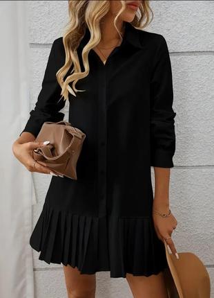 Платье-рубашка с плиссированной юбкой