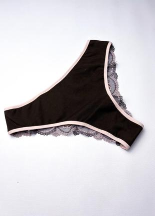 Бавовняні трусики бразиліана в поєднанні з мереживом