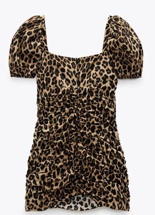 Платье футляр zara в леопардовый принт