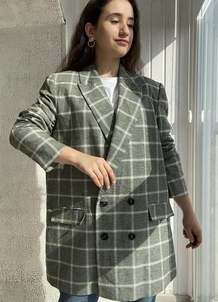 Стильный двубортный пиджак в клетку клетчатый asos