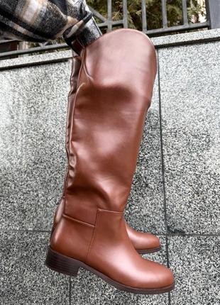 Трендові шкіряні коричневі жокейські чоботи
