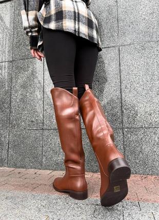 Трендові шкіряні коричневі жокейські чоботи