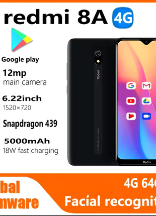 Смартфон xiaomi redmi 8 4/64gb onyx black 2sim lte 6.22" 1520x720 12 мп + 2 мп full hd bluetooth 4.2 5000 mah