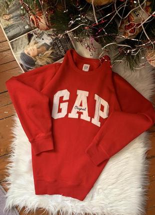 Світшот на флісі жіночий, батнік, кофта жіноча gap, геп, на утепленні, подовжений, червоний